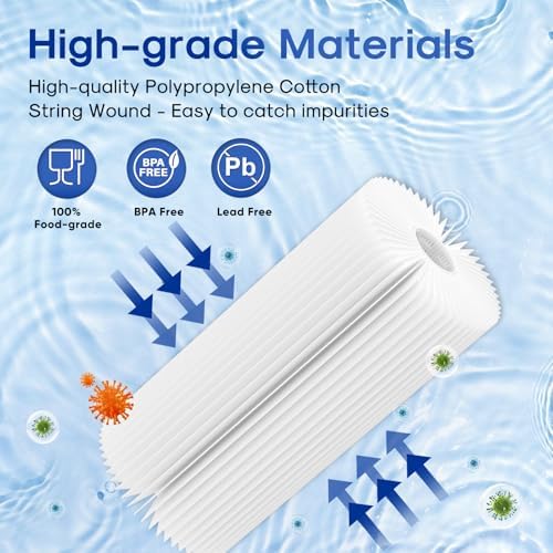ICEPURE 20 Micron 10" x 4.5" Whole House Extra Coarse Pleated Sediment Filter for Well Water, Replacement Cartridge for GE FXHSC, DuPont WFHDC3001, R50-BB, Culligan R50-BBSA, W50PEHD, 2Pack - Image 6