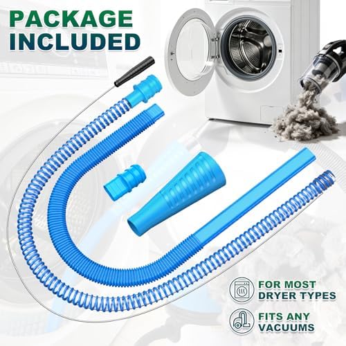 Sealegend 2 Pieces Dryer Vent Cleaner Kit Dryer Lint Vacuum Attachment Hose | Flexible Dryer Vent Vacuum Hose for Deep Cleaning/Lint Remover Kit with Guide Wire/Dryer Lint Trap Cleaner Ease of Use (Blue) - Image 2