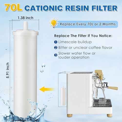2 Pack 70L Cationic Resin Filter Compatible with LELIT PLA930M Espresso Machines, Upgraded Cationic Water Softeners for Tank, Removes Calcium & Magnesium, Releases Sodium, Prevents Limescale - Image 2