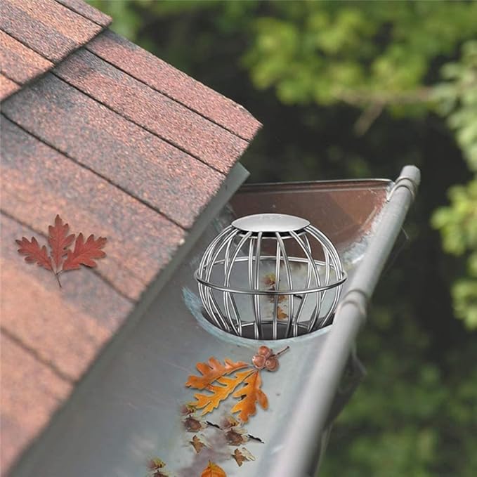 304 Stainless Steel Drain Filter Strainer, Anti-Blocking Round Downspout Mesh Cover for Roof Gutter Cleaning Tool(50MM)