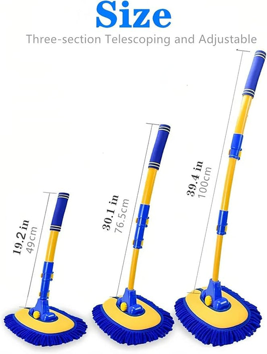 Upgrade Car Wash Brush with Long Handle,Car Wash Brush Car Cleaning Brush Kit Car Wash Mop Car Wash Brush with Hose Attachment Car Washing Brush with Scratch-Free Replacement Head(Blue