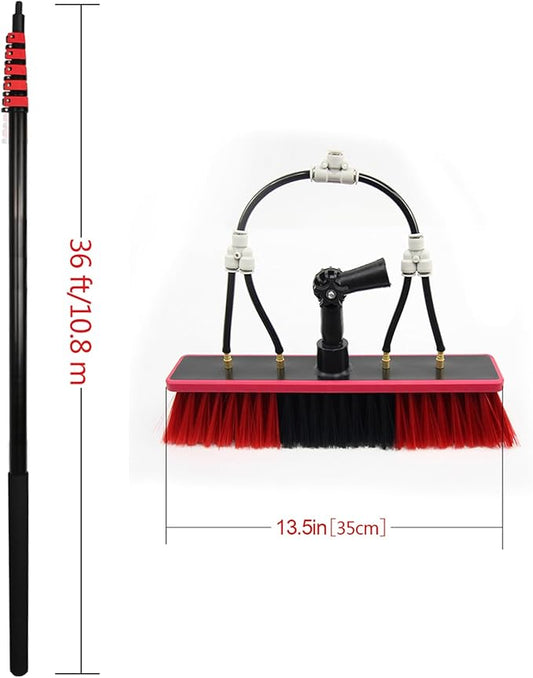 12ft-36ft Telescopic Window Cleaning Pole with Water Fed Brush - Extendable Cleaner for Conservatory Roofs & High Windows - Professional Cleaning Tools for Easy Reach
