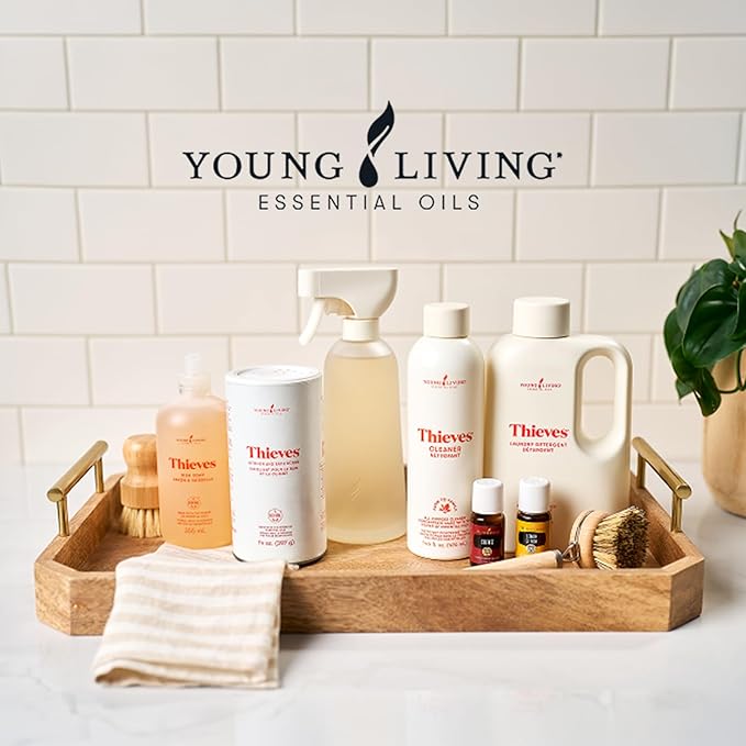 Young Living Thieves Laundry Detergent, Concentrated Plant-Based Formula with Enzymes, Fresh Citrus Scent, For HE and Standard Washers, 32 fl oz - 1 Pack