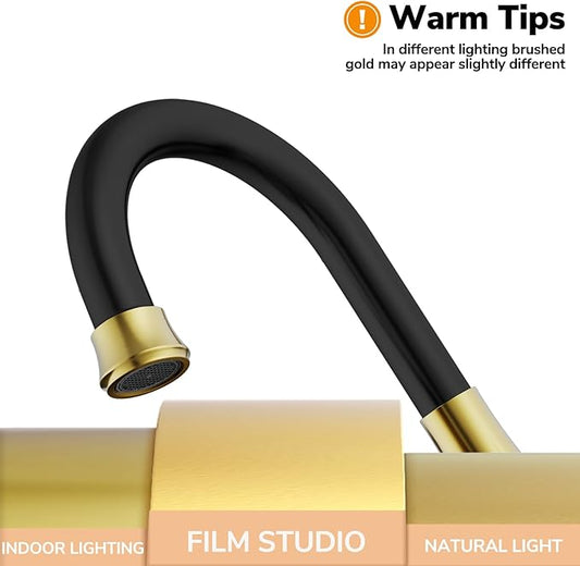 Bathroom Faucets for Sink 3 Hole, Hurran Black& Gold Bathroom Sink Faucet with Pop-up Drain and Supply Lines, Stainless Steel Lead-Free Widespread Faucet for Vanity RV, 2 Pack