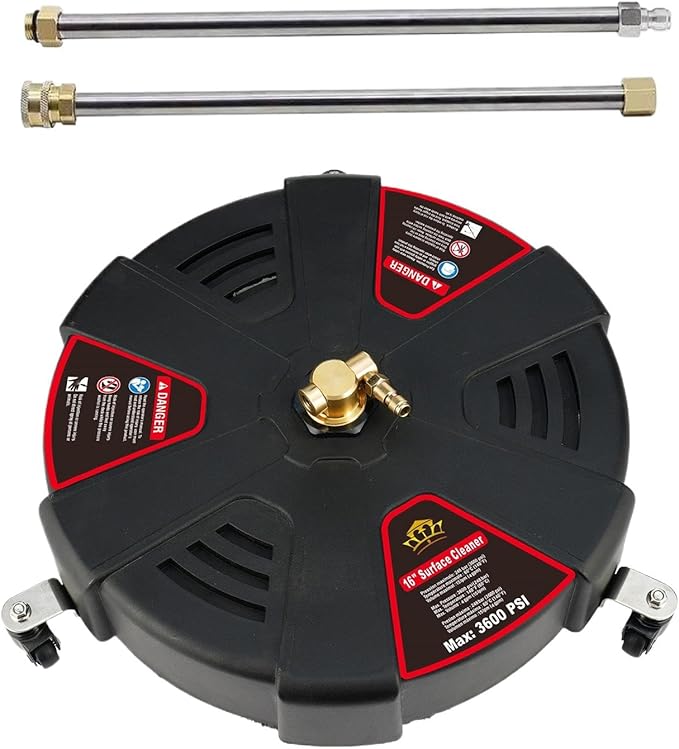 Outdoor Cleaner - Cleaner with 3 Wheels, High Pressure Washer Cleaner | Cleaner with Flexible Bristle Skirt, Cleaning Tool for Patio, Deck, Driveway (Black)