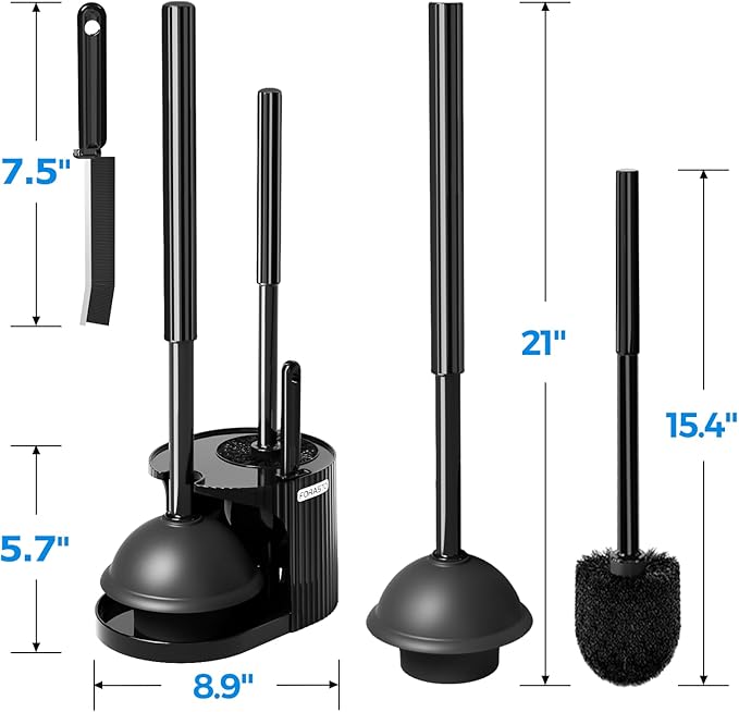 4Pack 3 in 1 Toilet Brush and Plunger Set,Toilet Bowl Brush Plunger Set,Toilet Brush Plunger Combo,Cleaning Brush,Cleaning Supplies, Crevice Cleaning Brush, Bathroom Cleaning Tools