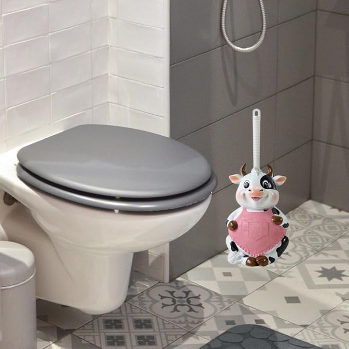 Toilet Brushes & Holders Novelty Toilet Brush Holder Cartoon Frog Cow Monkey Resin Toilet Scrubber Set Toilet Brush Cleaning Tool