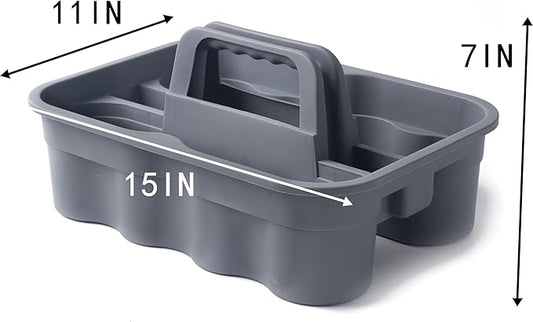Matthew Large Plastic Tote Tool & Deluxe Supply Cleaning Caddy with Handle Portable Shower Basket Storage Caddy for Cleaning Products Organizer,Take-Out Coffee/Soft Drink,Bath Multi Use - Gray