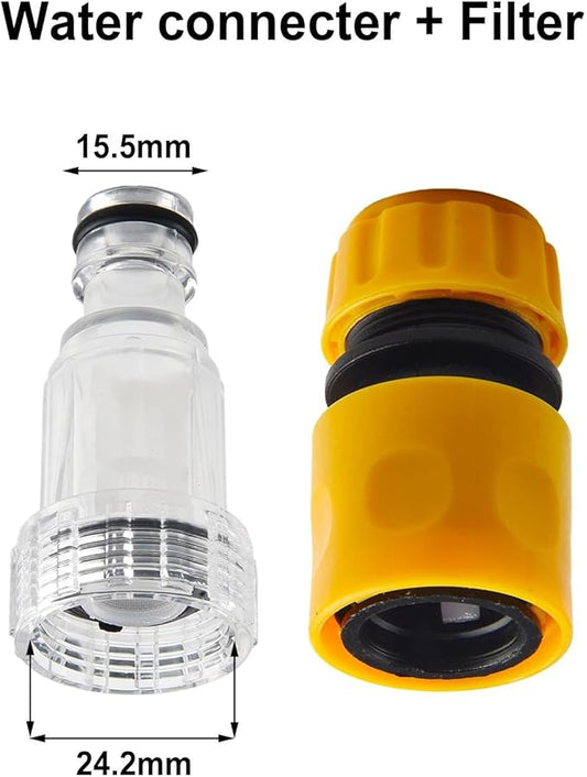 Pressure Washer Filter, Car Wash Water Filter Pressure Washer Water Connector Filter Set Connector Fittings Interface Accessories Garden Hose Pipe Fitting