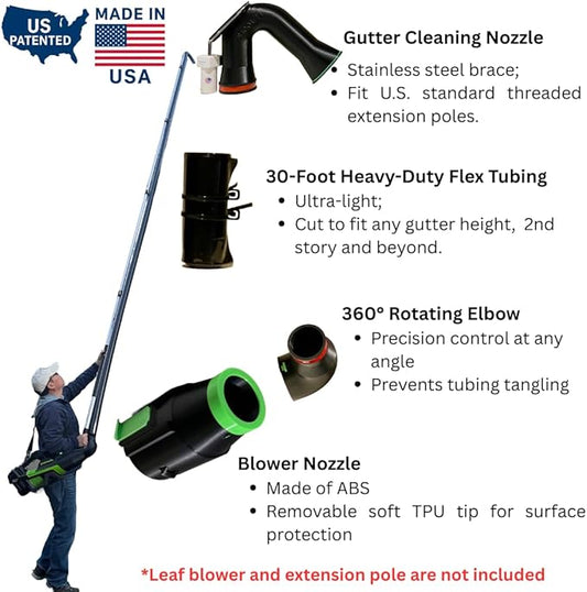 ArloCatcher 30-Foot Leaf Blower Gutter Cleaning Attachment – Fits EGO Leaf Blower 765, 670, 650, 615, 580, 575, and 530 CFM – Clean Two-Story Gutters from Ground, No Ladder Needed