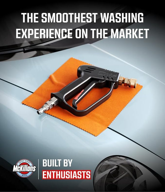 McKillansยฎ Short Pressure Washer Gun with Swivel - High Pressure Water Handle with 3/8" Male Plug and 1/4โ Quick Connector Coupler - Power Washer Gun Compatible with Foam Cannon - Car Wash Foam Gun