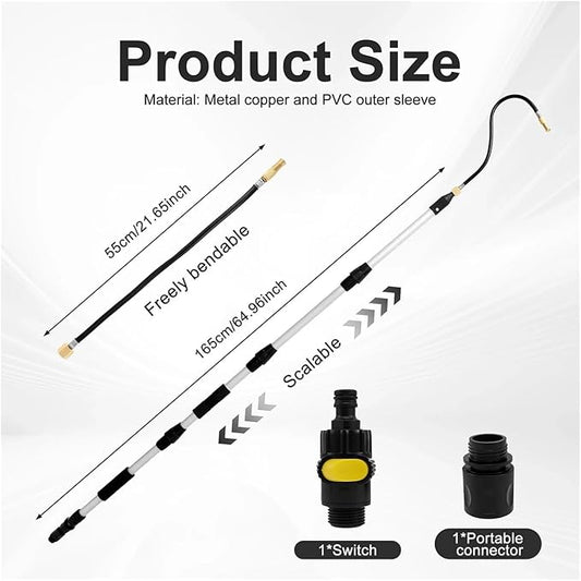 Bendable High Pressure Washer Nozzle 3/4Inch Threaded with Extension Rod Roofing Gutter Cleaning Tool