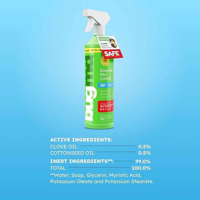 BugMD Ant Spray ?€? Insect & Pest Spray Indoor Safe for Pets, Roach & Spider Killer, Plant-Based Insect Repellent for Home, Flea & Fly Sprayer with Clove Oil, Plant-Based Essential Oil Formula 32 fl oz