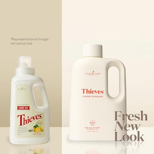 Young Living Thieves Laundry Detergent, Concentrated Plant-Based Formula with Enzymes, Fresh Citrus Scent, For HE and Standard Washers, 32 fl oz - 2 Pack