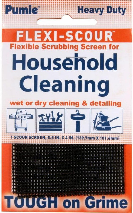 PUMIE Flexi-Scour, 5.5 x 4 Inch FLEX-12 C, Flexible Scrubbing Screen for Household Cleaning, Flexible Scouring Mesh Pad, Abrasive Grit Screen for Toilet Bowls, Grills, Removes Carbon, Rust (Pack of 1)