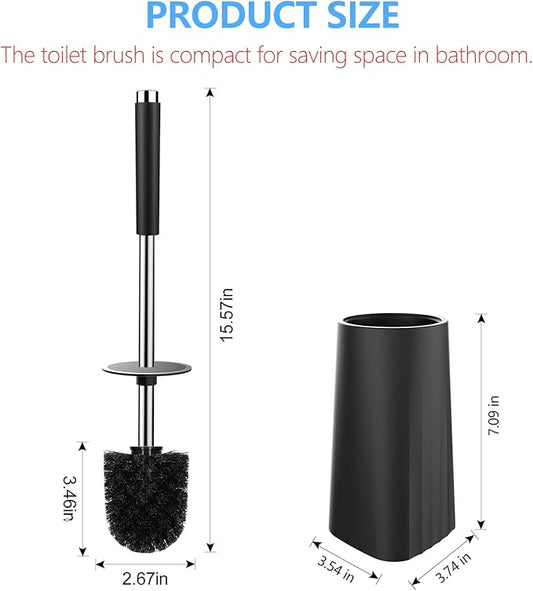 SetSail Toilet Brush, Compact Size Toilet Bowl Brush and Holder Toilet Brushes for Bathroom with Stainless Steel Handle Toilet Cleaner Brush with Durable Scrubbing Bristles, 2 Packs