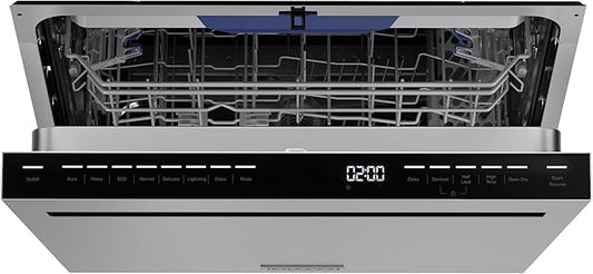 Empava 24 Inch Built-in Dishwasher, Stainless Steel Tub, 15 Place Settings, 8 Wash Cycles, Top Control, Auto Door Dry, 49 dB Ultra Quiet, Energy Star & UL Certified