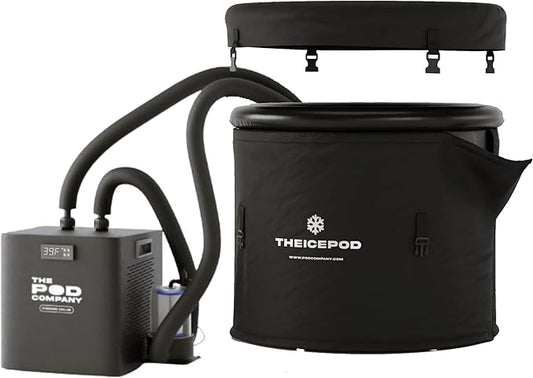 The Pod Company Standard Ice Pod Ultimate Cold Plunge Bundle – 84-Gallon Portable Ice Bath with Pro Water Chiller, 18 Ice Bricks, Insulation Set, Water Circulation Jet & Maintenance Kits