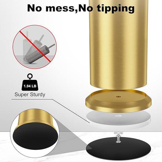 Brass Toilet Brush and Holder,Long Handled Gold Toilet Brush for Bathroom,Stainless Steel Heavy Duty Toilet Bowl Brush,Removable Inner Bowl,Deep Cleaning Dense Bristles Cleaner Brush -Space Saving