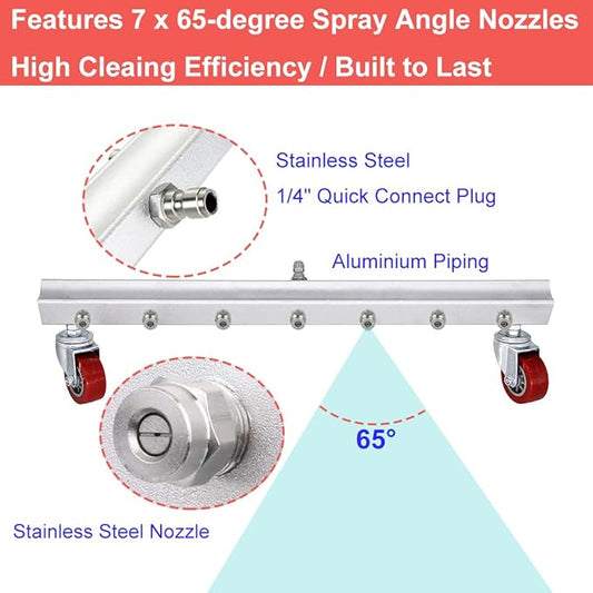 25.6inch Water Broom Pressure Washer Surface Cleaner 4000 Psi Power Broom Sweeper with 7 Nozzles and 2 Extension Wand for Concrete Driveway Sidewalk Deck, RoofοΌFloor Cleaning