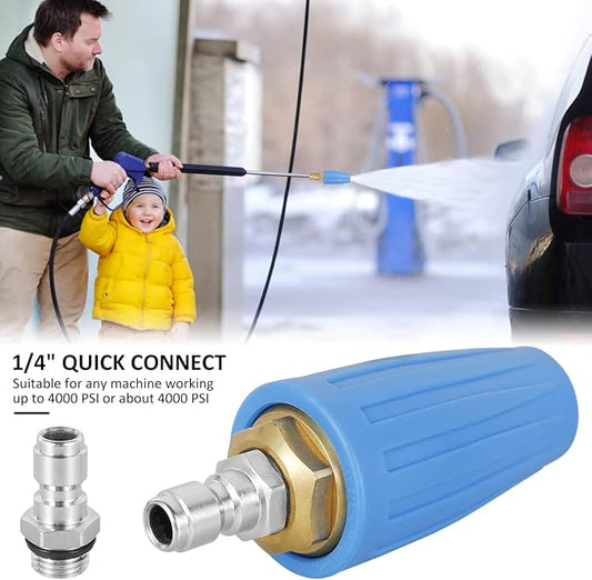 Pressure Washer Turbine Head 4000 PSI Professional Turbine Head Spray Nozzle 360 Degree Rotating Pressure Washer Nozzle 1/4inch Quick Connect for Cleaning Brick Concrete