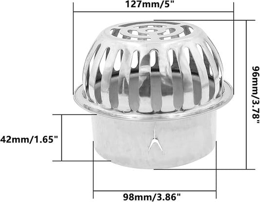 Roof Floor Drain,SAFYY 304 Stainless Steel Roof Drain Dome,Balcony Roof Dome Drain Cover,Yard Outdoor Anti Blocking Strainer,Gardens Gutter Cleaning Tool,Rain Bucket Drainage Parts (1, 110mm/4.3")