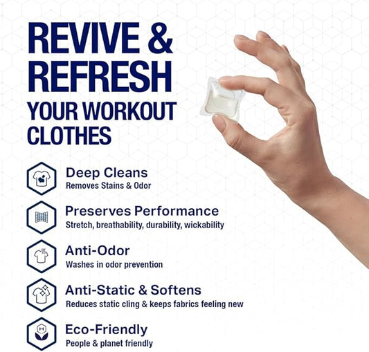 HEX Performance Laundry Detergent Packs for Activewear & Sports Clothes, Deep Odor & Sweat Removal, Eco-Friendly Biodegradable Formula, HE Compatible, Fresh Clean Scent – 75 Count