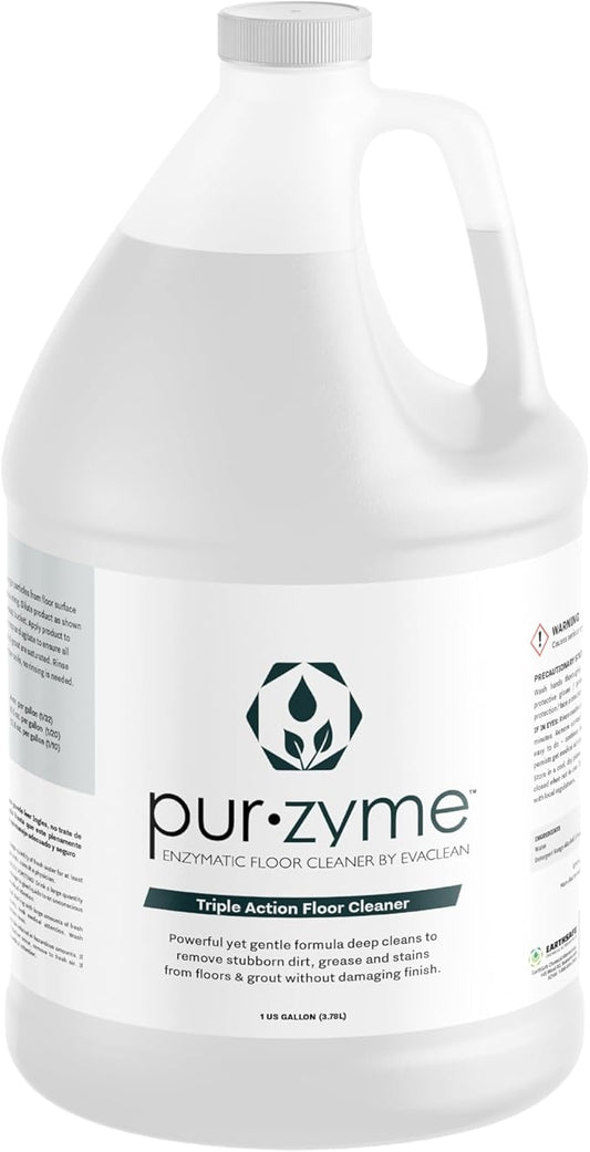 EvaClean PurZyme Enzyme Cleaner – 192 One Gallon Bottles, 48 Cases per Pallet, Triple-Action Grease Remover, Odor Control for Drains, Floors & Grout, pH Neutral Formula, Safe for Kitchens & Restrooms