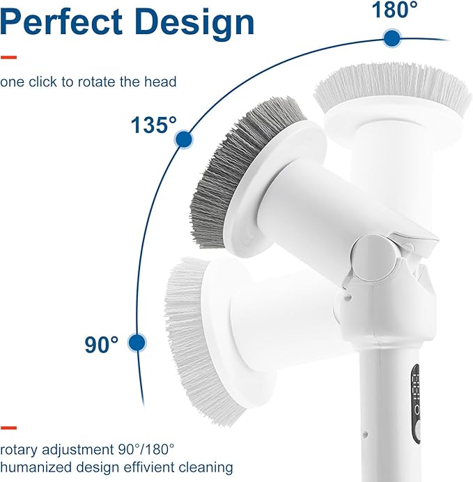 Powerful Electric Spin Scrubber, 2024 New Full-Body IPX8 Waterproof Bathroom Cleaner Brush, Shower Scrubber with Long Handle & 2 Speed, Heads Replacement, Cleaning Supplies for Tub Shower Tile Floor