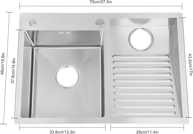 Laundry Sink,Household Stainless Steel Laundry Sink with Washboard,Multi-Mount,Quiet,Cleaning Machine for Laundry Rooms,Kitchens,Balconies