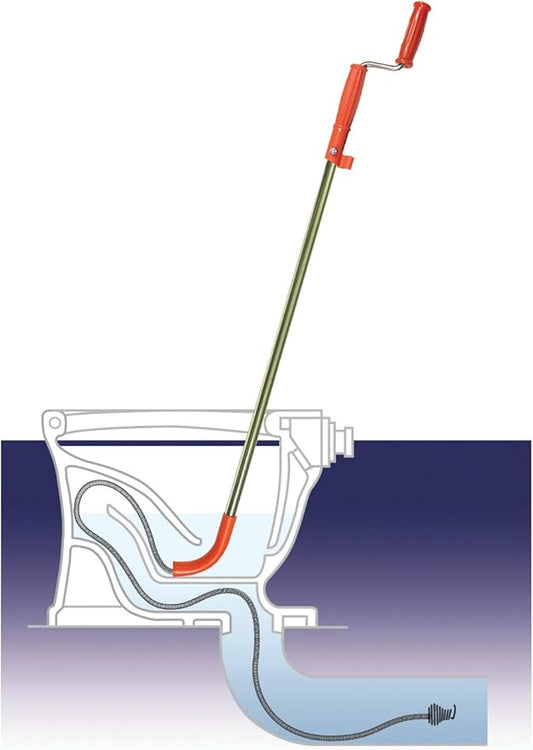 General Pipe Cleaners I-T6FL-DH Closet Auger, Professional 6' Flexicore Snake with Down Head for Unclogging Toilets