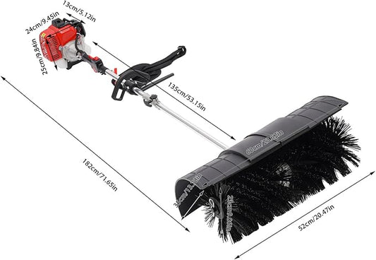 52CC 2-Stroke Gas Handheld Power Broom,20.47in Outdoor Gasoline Power Broom Walk Behind Sweeper Cleaning Driveway Tools,1.7KW High Performance Cleaner for Boulevards,Driveways,Lawns,Sidewalks
