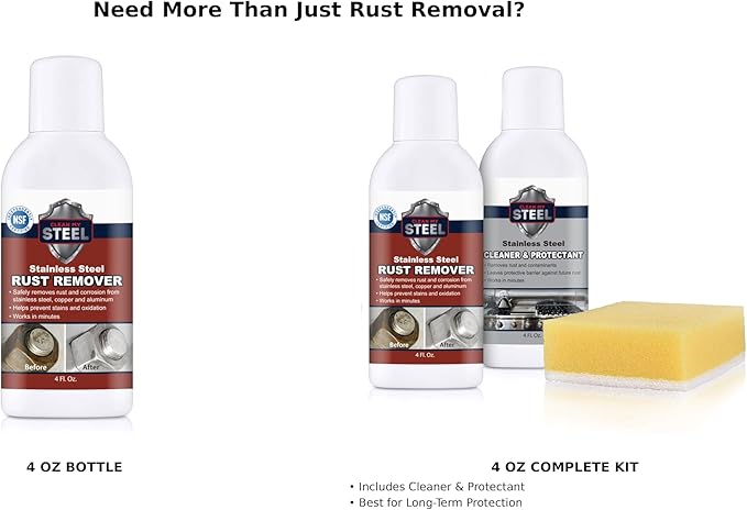 Stainless Steel Rust Remover and Stain Cleaner | NSF Approved | Non-Toxic & Food Safe | Quickly Cleans Commercial Equipment, Appliances, Grills, Sinks, and Tools - 1 liter