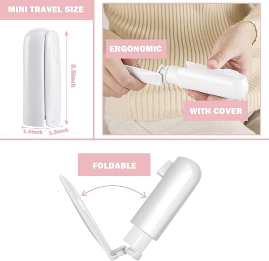 Mini Travel Lint Roller with 150 Sticky Sheets, Compact Portable Pet Hair Remover with Cover for Clothes, Travel, Small Foldable Lint Roller for Purse Car Bag Essentials (White) - Image 2