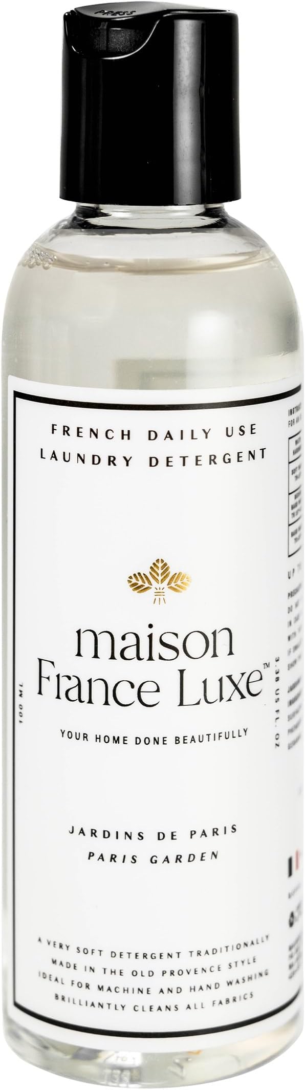 French Laundry Detergent, Plant Based Laundry Soap With Olive Oil & Coconut Oil for Machine or Hand Wash, Daily Use Formula for Colors & Whites, Paris Garden, Travel Size, 3.4 Fl Oz