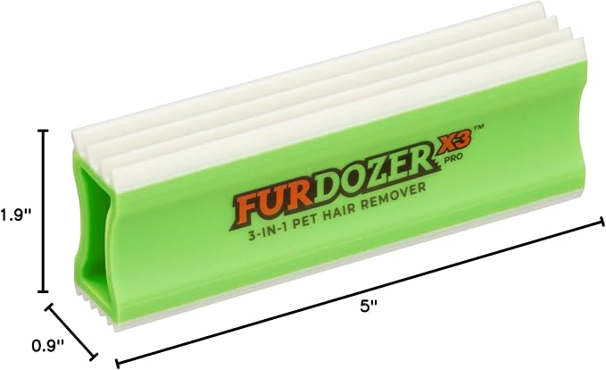 FurDozer Pet Hair Remover & Auto Detailing Tools - Cat & Dog Hair Remover for Carpets, Car Interiors, Couches, Bedding, & Pet Furniture (Green, X3 PRO - 5" Long) - Image 10