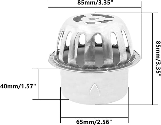 Roof Floor Drain,SAFYY 304 Stainless Steel Roof Drain Dome,Balcony Roof Dome Drain Cover,Yard Outdoor Anti Blocking Strainer,Gardens Gutter Cleaning Tool,Rain Bucket Drainage Parts (2, 75mm/3")