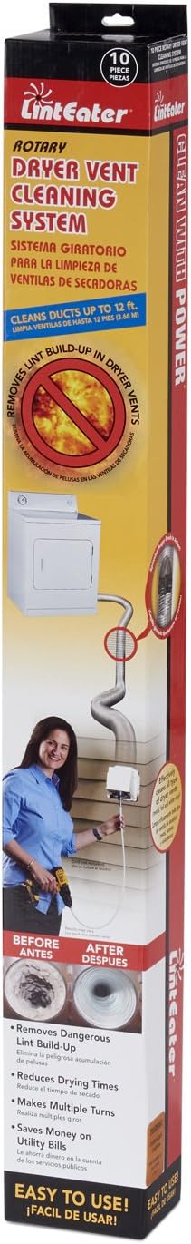 RLE42 LintEater Rotary Dryer Vent Cleaning System, Removes Lint, Extends Up to 42’