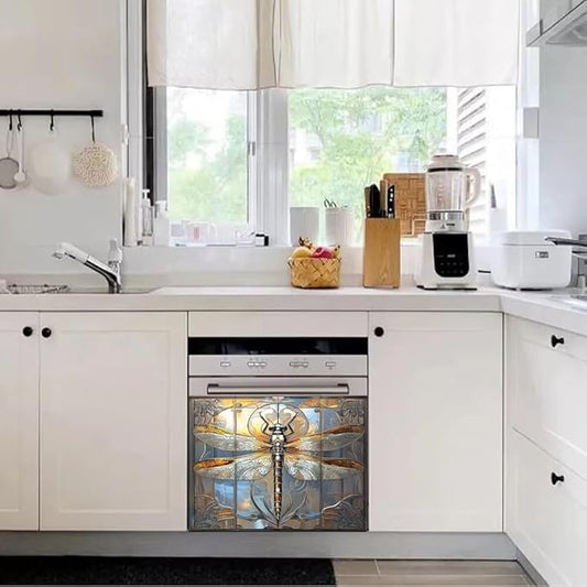 Artistic Dragonfly Dishwasher Magnet Door Cover Sheet 23x17 Inch Dishwasher Magnets Decal Art Refrigerator Magnetic Sticker Kitchen Decor