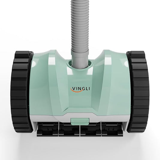 VINGLI Pool Vacuum Cleaner, Automatic Pool Sweeper for Ground&Inground Pools, Suction Side Wall-Climbing Sweeper with 39.6ft Tangle-Free Hose (Mint Green&Gray)