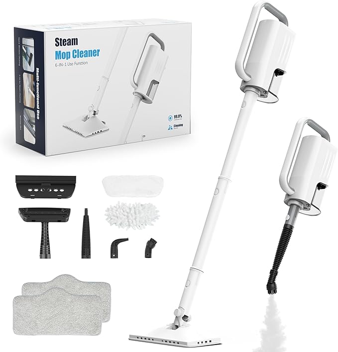 6 in1 Rotated Steam Mop Cleaner with 2 Modes ,Detachable Steam Mops for Floor, Laminate Floor, Tiles Cleaning(Tea White)