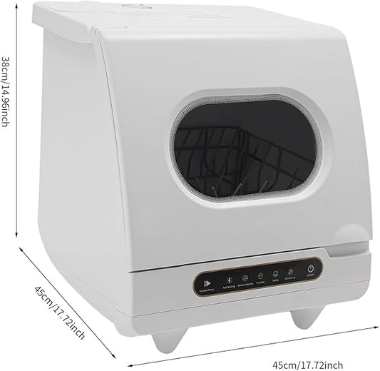 Portable Countertop Dishwasher, 800W 110V Compact Dishwasher Leak-Proof Dry Dishwasher with 5 Washing Programs and 360° Rotation Flushing for Houses, Apartments, Dorms, Rvs