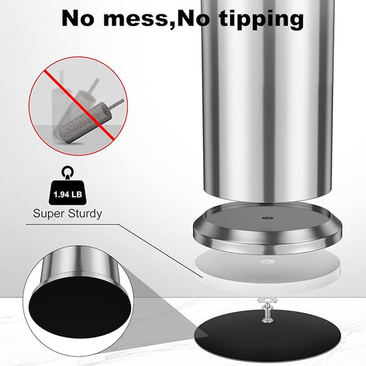 Silver Toilet Brush and Holder,Long Handled Gold Toilet Brush for Bathroom,Stainless Steel Heavy Duty Toilet Bowl Brush,Removable Inner Bowl,Deep Cleaning Dense Bristles Cleaner Brush -Space Saving