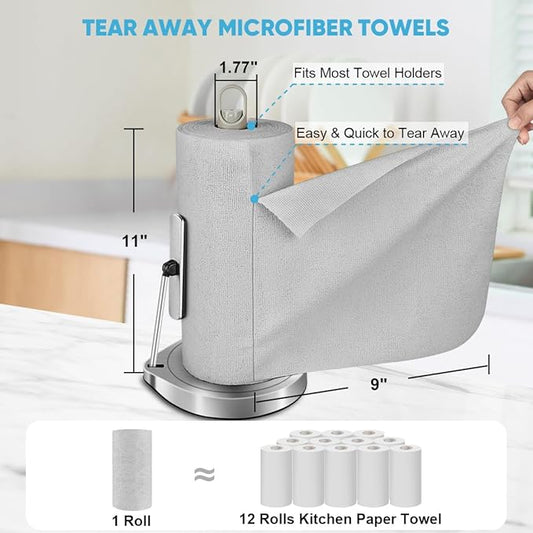 AIDEA Microfiber Cleaning Cloth 330 Sheets 6 Roll, Grey Microfiber Towels for Cars, Shop Towels, Shop Rags Washable, Cleaning Rags Reusable Paper Towels for Automotive, Workshops, House,11×9"