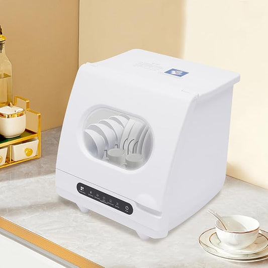 1200W Countertop Dishwasher, Portable Countertop Dishwasher with 12 Water Outlets and 360° Spraying Cleaning, Mini Dish Washer 5 Washing Programs for Apartment Kitchen RV Office