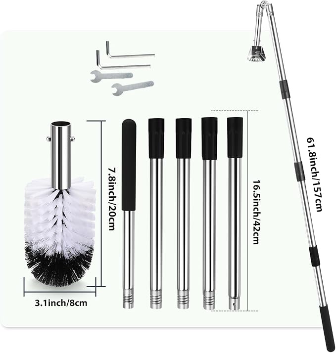 Gutter Cleaning Tools, 6.4FT Gutter Cleaner with Pole & Gutter Brush, Gutter Cleaning Tools from The Ground for Removing Leaves and Debris from roof gutters