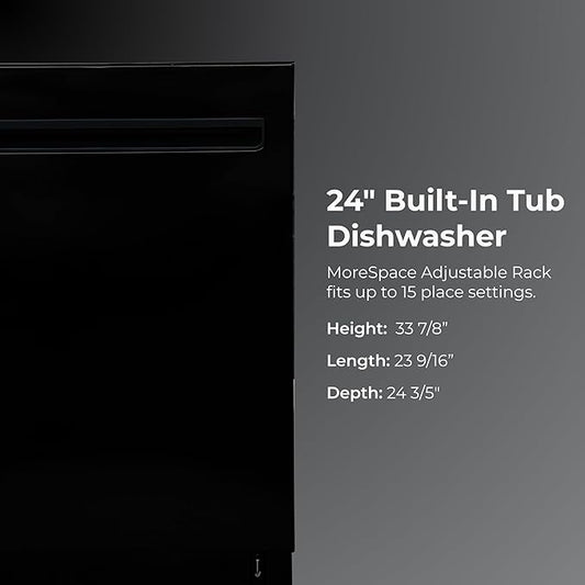 Kenmore 22-14679 24" Built-In Dishwasher - UltraWash Plus, TurboDry, EasyFlex Third Rack & SmartWash Cycle - 15 Place Settings - 45 DBA - ENERGY STAR Certified - 24" - Black