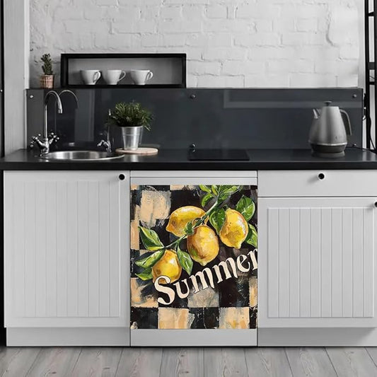Generic Summer Lemon Dishwasher Face Cover,Fridge Door Cover,Magnetic Sticker,Decorative Farmhouse Fruit Sticker,23x26