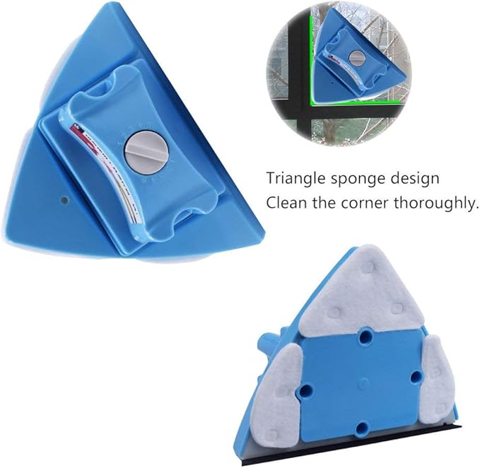 Double-sided Window Cleaner Glass Wiper Magnetic Cleaning Tools, 5-Gears Adjustable Magnetic Glider Washing Brush Tools, for High-Rise Double Car Glazed Windows Thickness 0.3"-1.2" (Blue)