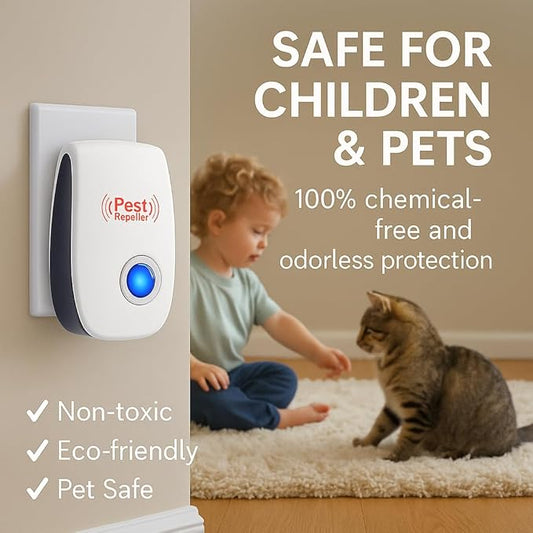 Ultrasonic Pest Repeller Indoor with 6 Pack – Human and Pet Safe–Pest Control for Home–Supermarket–Warehouse–Hotel–Restaurant